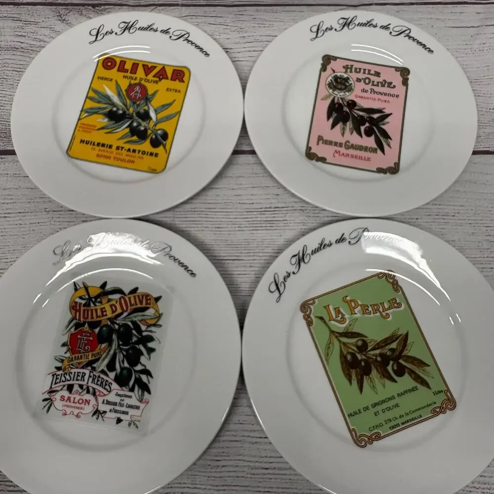 Kiss That Frog Les Huiles De Provence Olive Oil Label Plates Set of 4 French